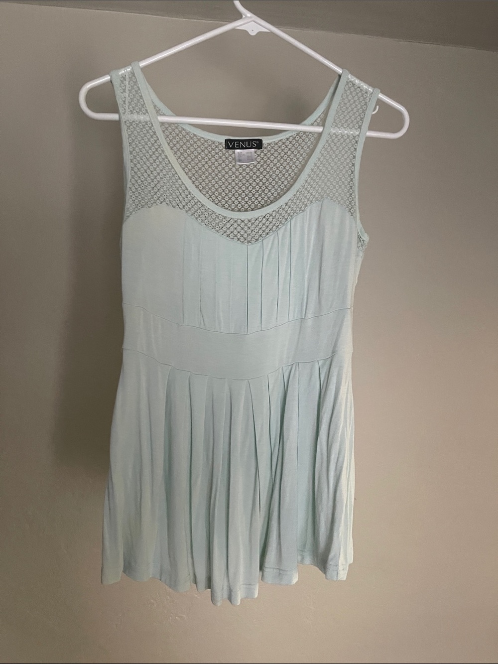 VENUS light blue tank top with mesh/lace details